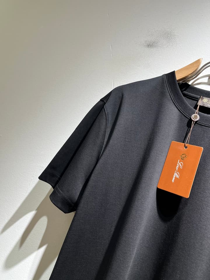 Loro Piana Men's Logo Rubberized Short Sleeve T-Shirt – Spring/Summer 2025 in Charcoal Gray
