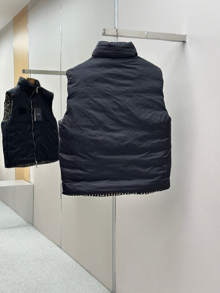 Fendi Reversible Down Puffer Vest – Stefano Pilati Series in Ff Stripes Pattern