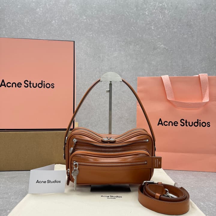 Acne Studios Retro Collapsed Camera Bag in Chocolate