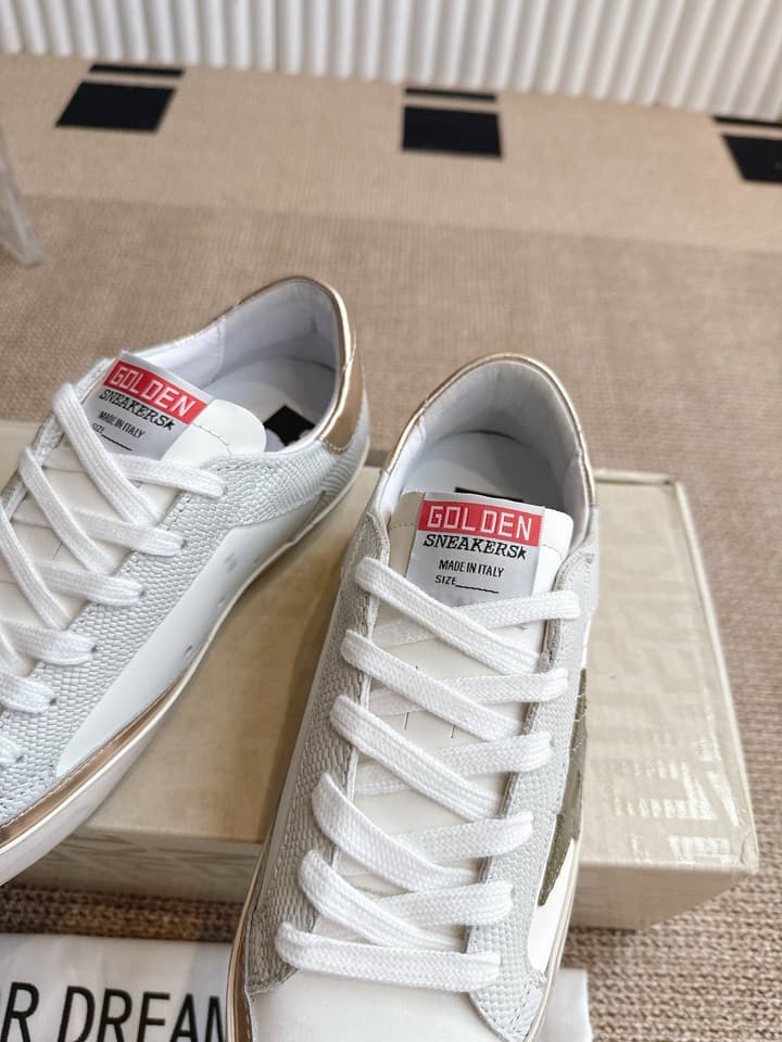 Golden Goose Distressed Leather Sneakers in Dark Green
