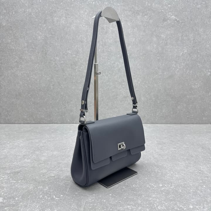 Balenciaga Bel Air Flap Small Leather Bag in Grey