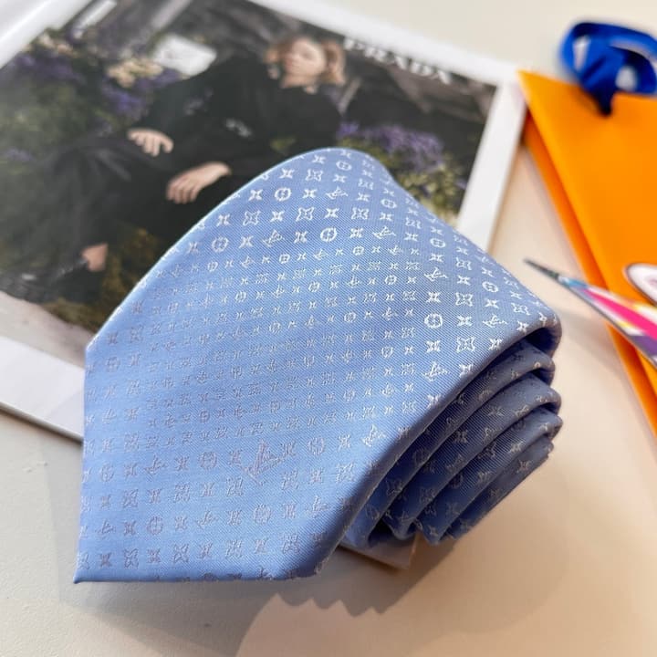 Louis Vuitton Damier Silk Tie in Charcoal Grey