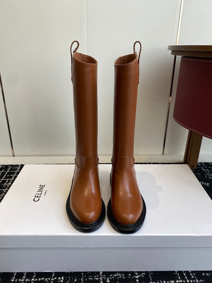 Celine Triomphe Equestrian Ankle Boots – 2025FW in Waxed Black Leather