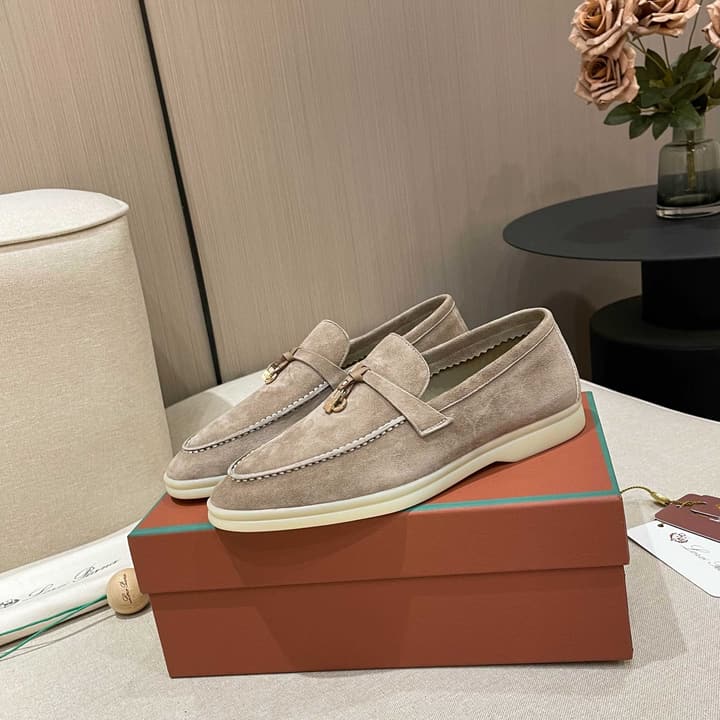 Loro Piana Summer Charms Walk Moccasin Loafers in Black Leather