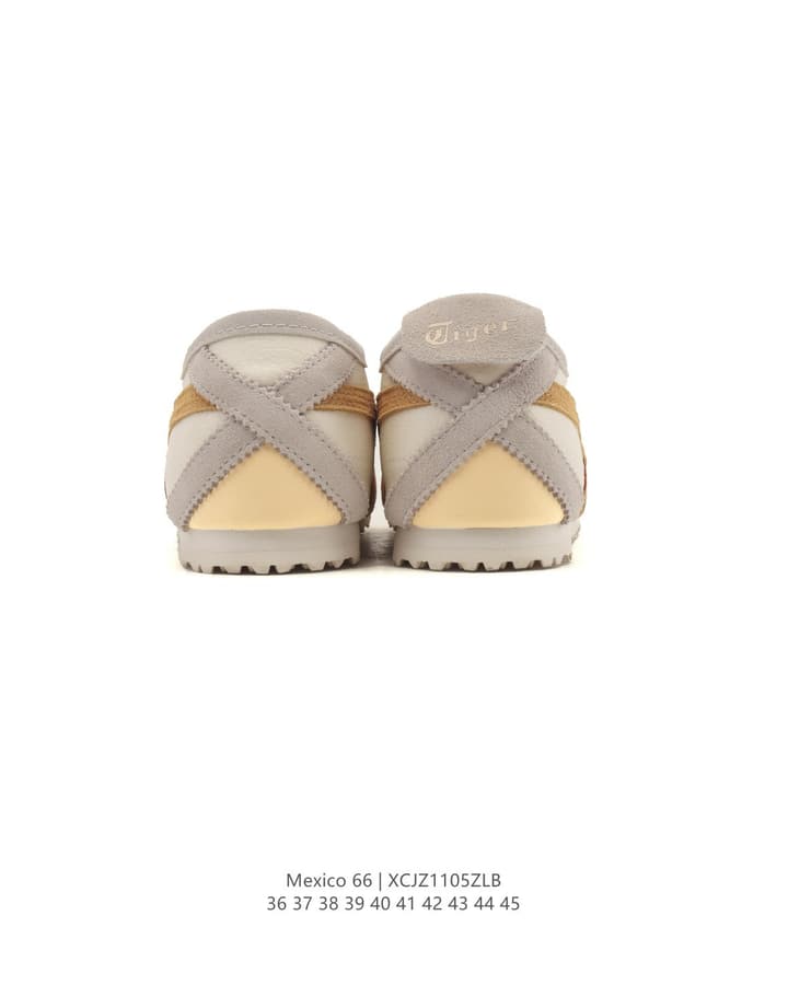 Onitsuka Tiger Mexico 66 Slip-On Sneakers in Cream With Tan And Terracotta Stripes