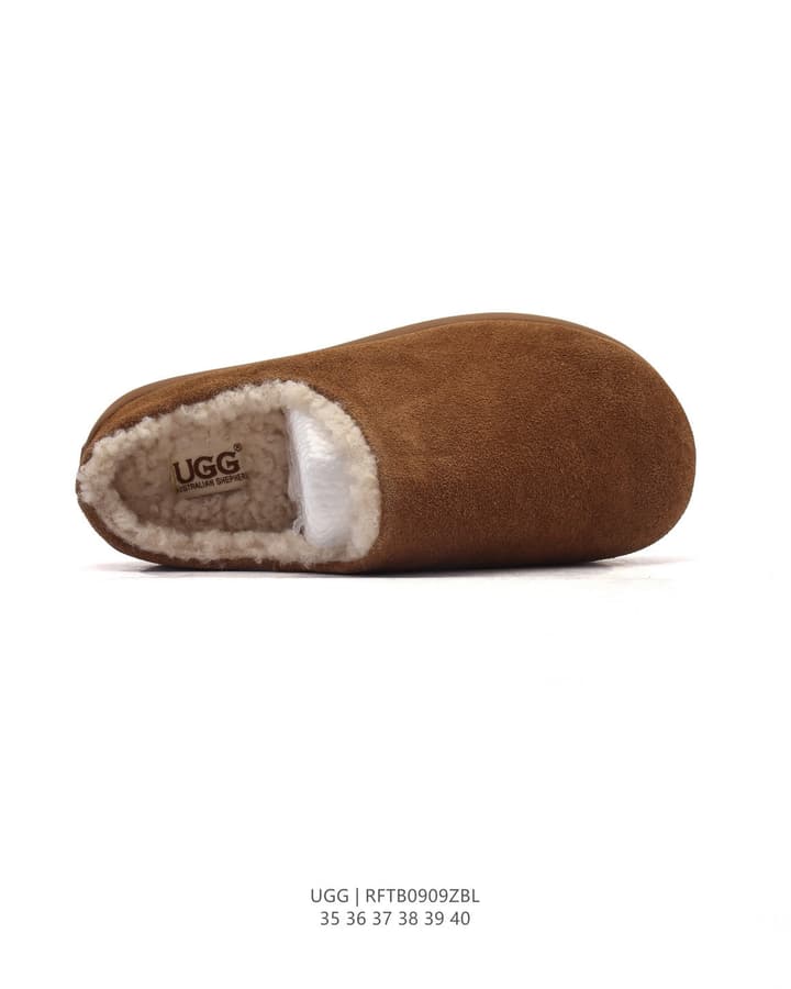 UGG Sheepskin-Lined Winter Slippers in Chestnut Brown Suede