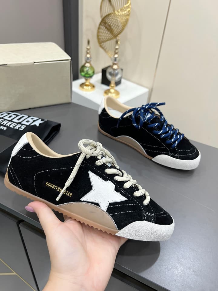 Golden Goose GGDB Star Distressed Sneakers in Black Suede