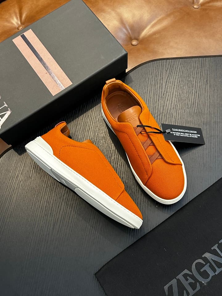 Zegna Triple Stitch Low-Top Sneakers in Black Suede