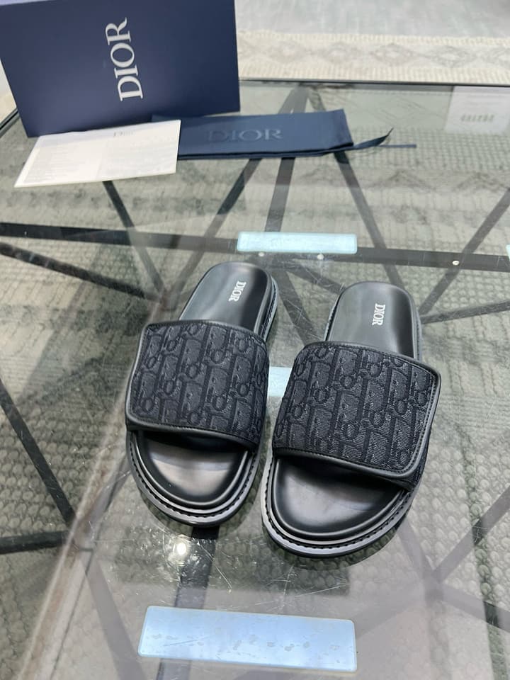 Dior Luxury Slides in Black Textured
