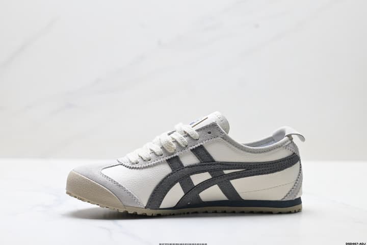 Onitsuka Tiger Mexico 66 Slip-On Sneakers in Cream With Charcoal Stripes