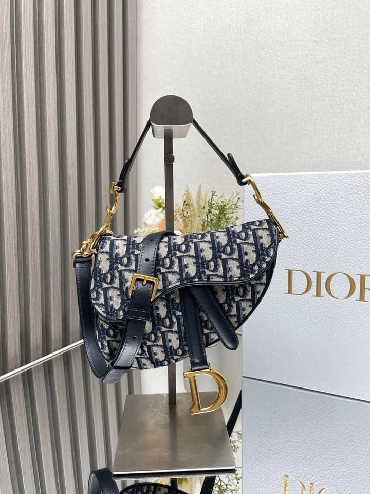 Dior Saddle Bag – Blue Canvas Mini
