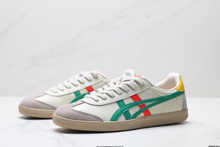 Asics Onitsuka Tiger Tokuten Retro Low-Top Sneakers in Cream Upper With Black Stripes And Black Sole