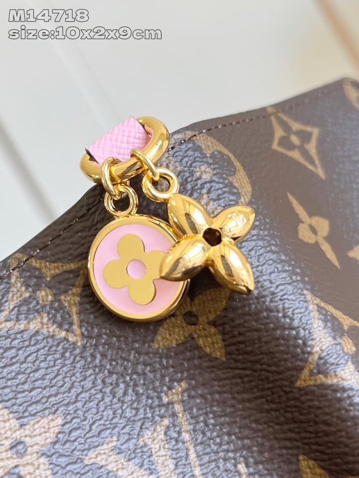 Louis Vuitton Charms Pocket Wallet in Monogram With Gold Disc Charm