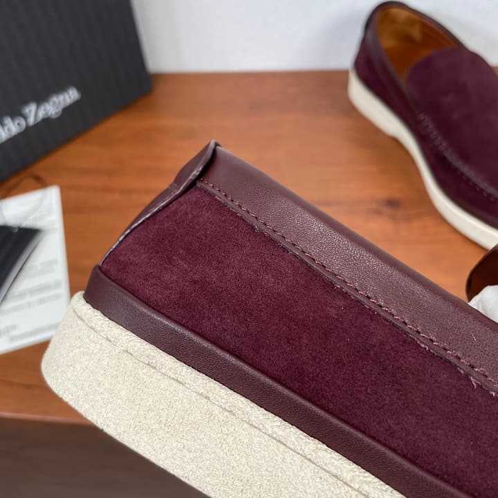 Zegna Men's Suede Leather Slip-On Loafers in Black Suede Loafer
