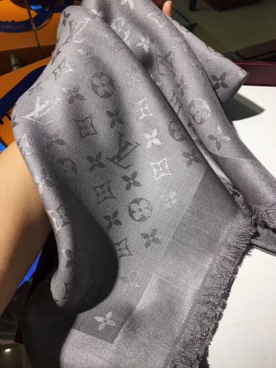 Louis Vuitton Classic Monogram Wool Silk Shawl in Beige