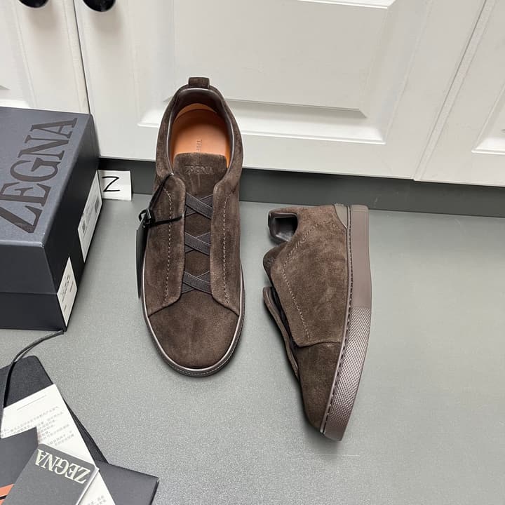 Zegna Triple Stitch Suede Low-Top Sneakers