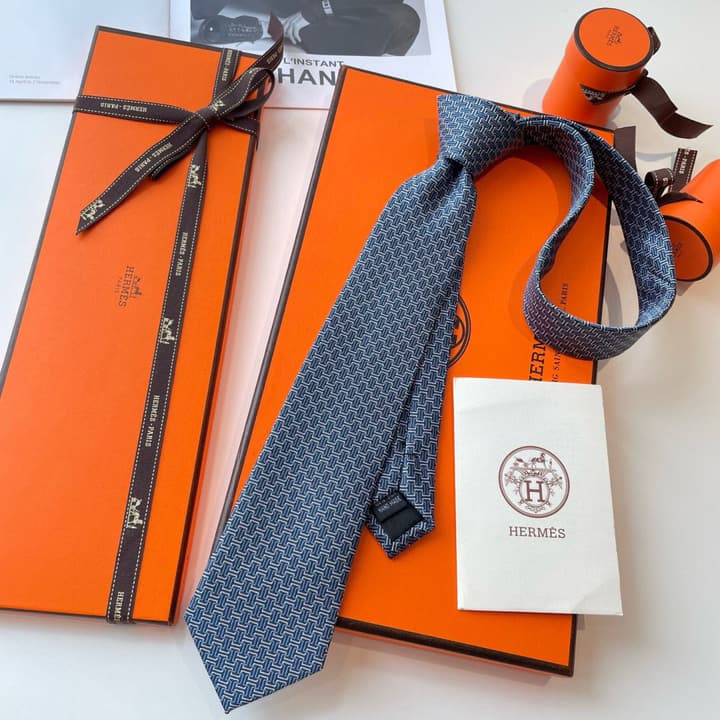 Hermès Philippe Mouquet Men's Tie in Cool Grey Patterned