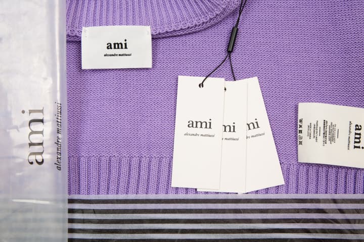 Ami Paris Classic Heart Embroidered Cardigan Sweater in Black