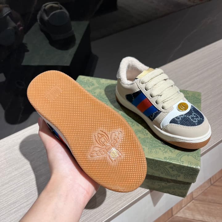 Gucci Rhyton Distressed Sneakers – Kids Collection – 2023SS in Navy Blue Toe