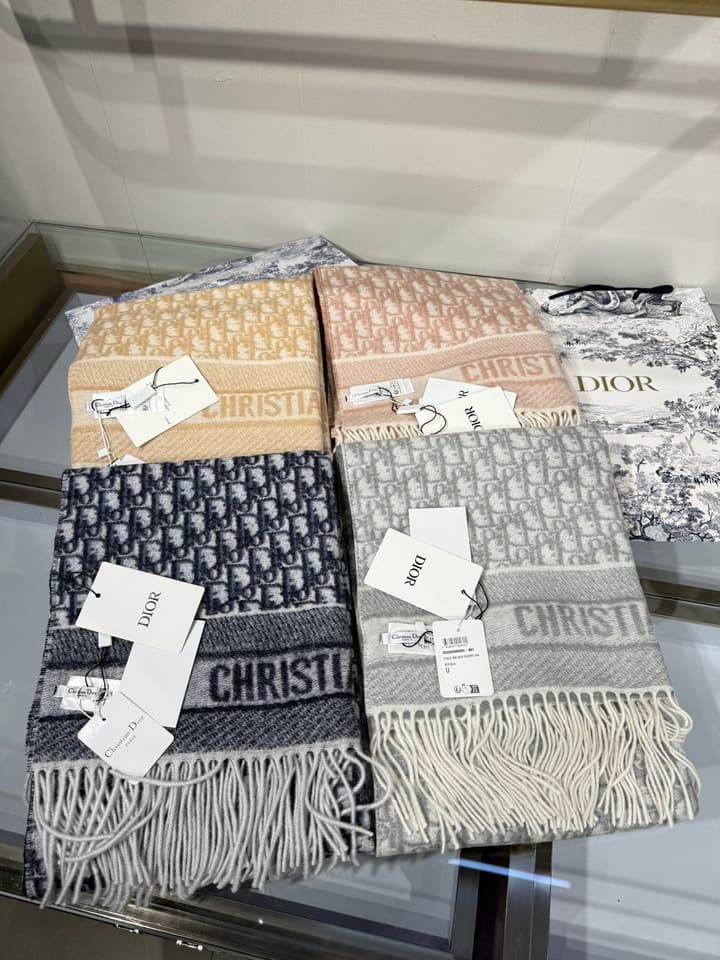 Dior Oblique Cashmere Scarf – 2025 in Grey