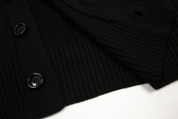 Ami Paris Classic Heart Embroidered Cardigan Sweater in Black