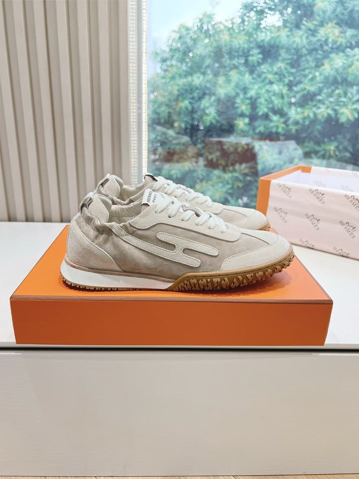 Hermès Bouncing Calfskin Sneakers in Tan Suede