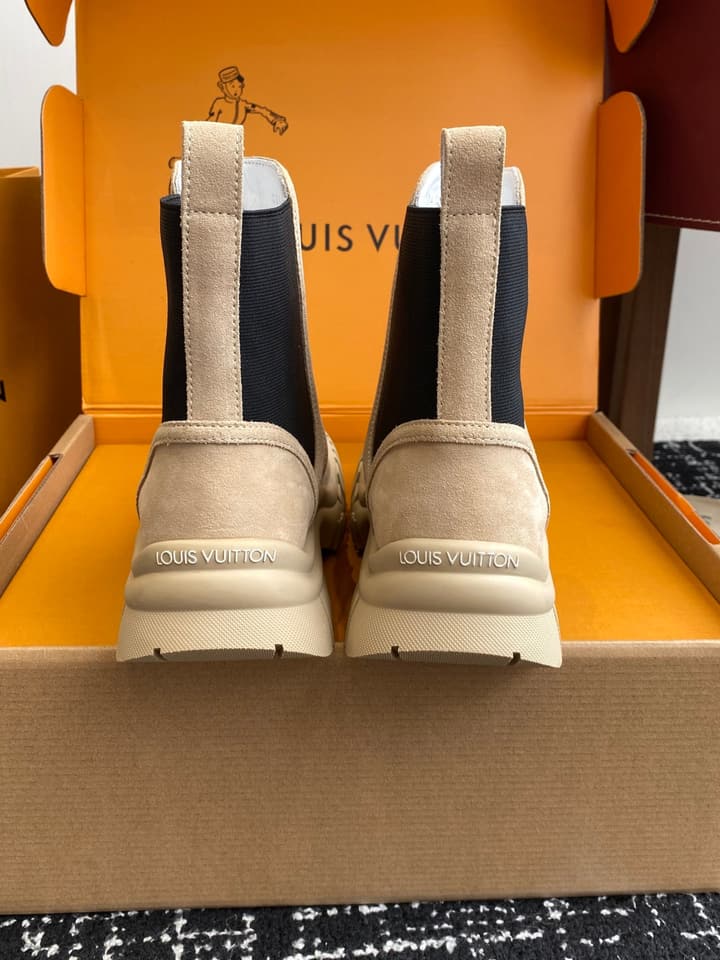 Louis Vuitton Runway Slip-On Ankle Boots – New Collection in Beige