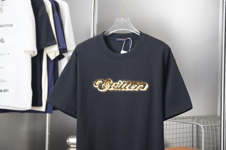 Louis Vuitton Sequin Embroidered Patchwork T-Shirt – 2026SS Early Spring Collection in Black