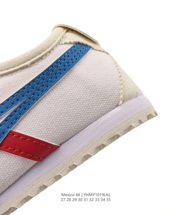 Onitsuka Tiger Mexico 66 Classic Sneakers – Kids Collection in Cream With Blue And Red Stripes
