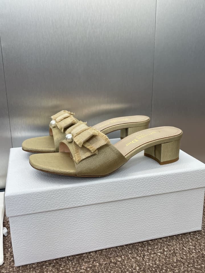 Dior J'Adior Adiorble Tassel Peep-Toe Heeled Sandals – 2025 Spring/Summer Collection in Beige Woven