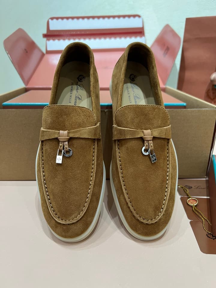 Loro Piana Caramel Suede Mules