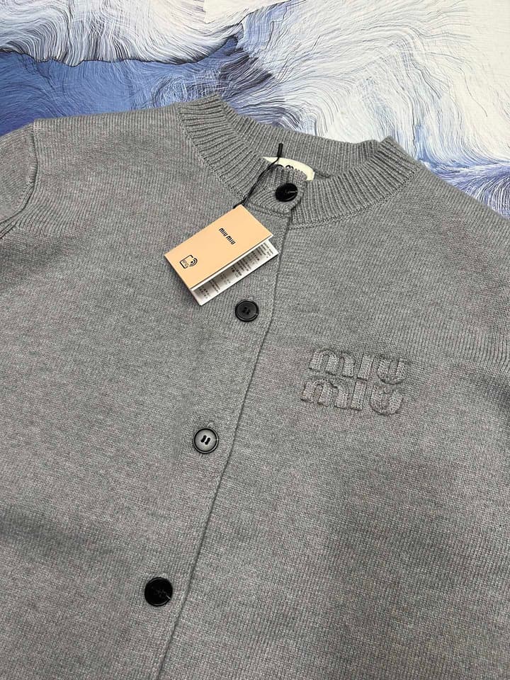Miu Miu Logo Wool Blend Cardigan – 25FW