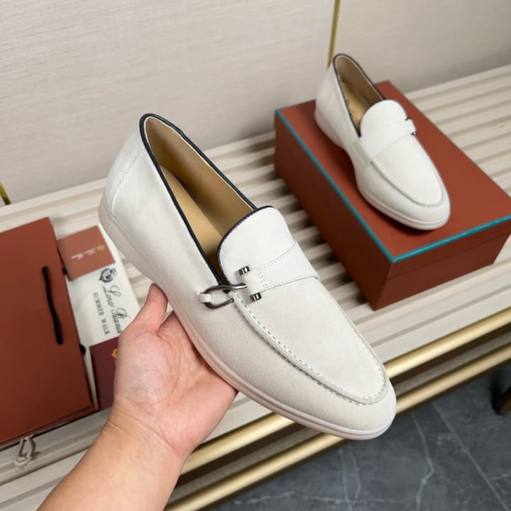 Loro Piana New Moccasin Shoes in Brown Suede