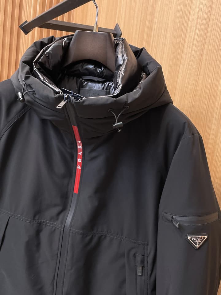 Prada Linea Rossa Gore-Tex Hooded Puffer Jacket in Black Hooded Anorak