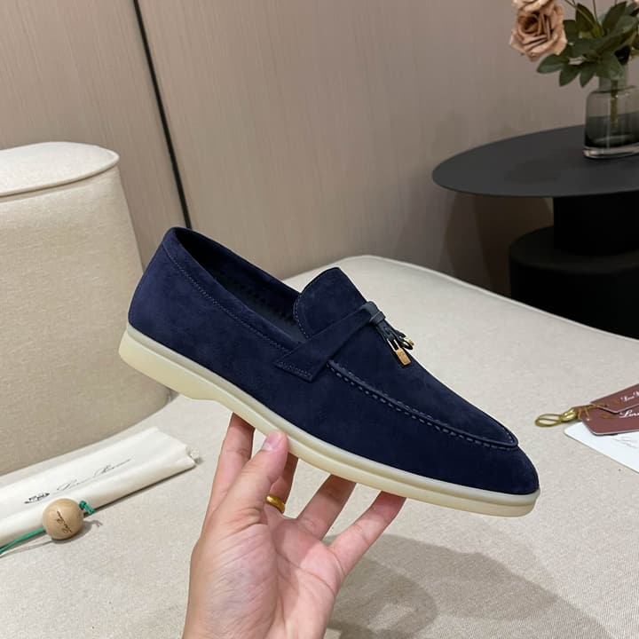 Loro Piana Summer Charms Walk Moccasin Loafers in Bright Orange Leather