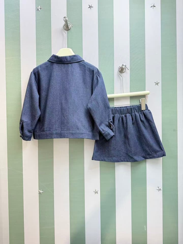 Fendi Kids Washed Denim Two-Piece Set – 2025SS in Dark Washed Blue Denim Set
