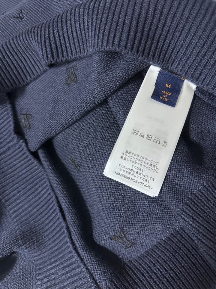 Louis Vuitton Monogram Embroidered Round Neck Sweater in Navy Blue Embroidered Monogram Sweater