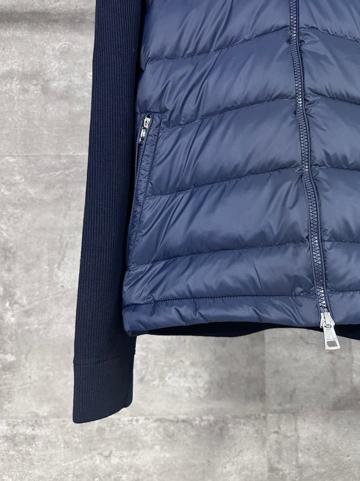 Moncler Hooded Wool Knit Spliced Down Jacket – Early Autumn Collection in Black