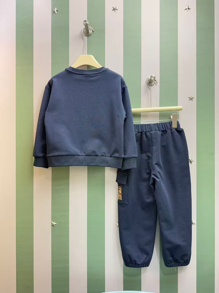 Fendi Logo Print Tracksuit – Kids Collection – 2025SS in Dark Navy Blue Set