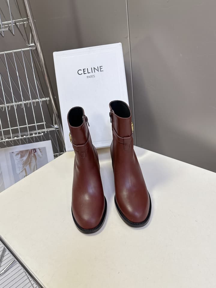 Celine Retro Triomphe Chunky Heel Ankle Boots – Autumn/Winter in Classic Black