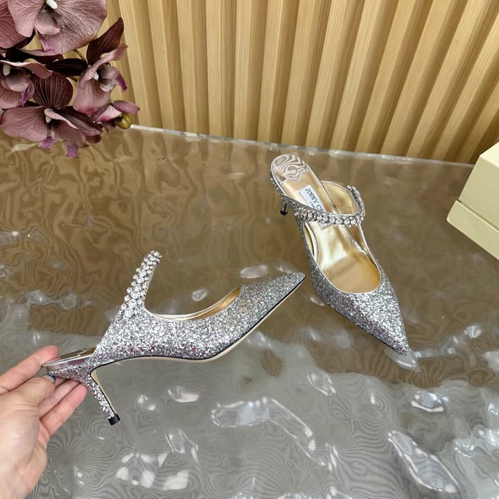Jimmy Choo Sequined Evening Heels – 2025SS in Black Glitter