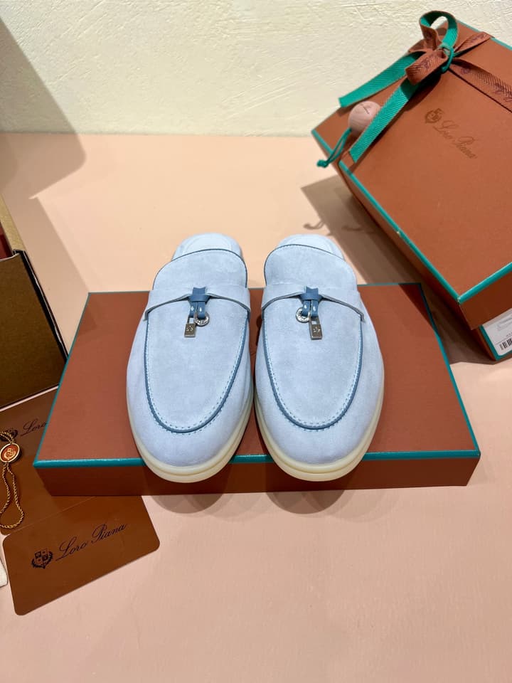 Loro Piana Women's Mules in Aqua Blue Suede