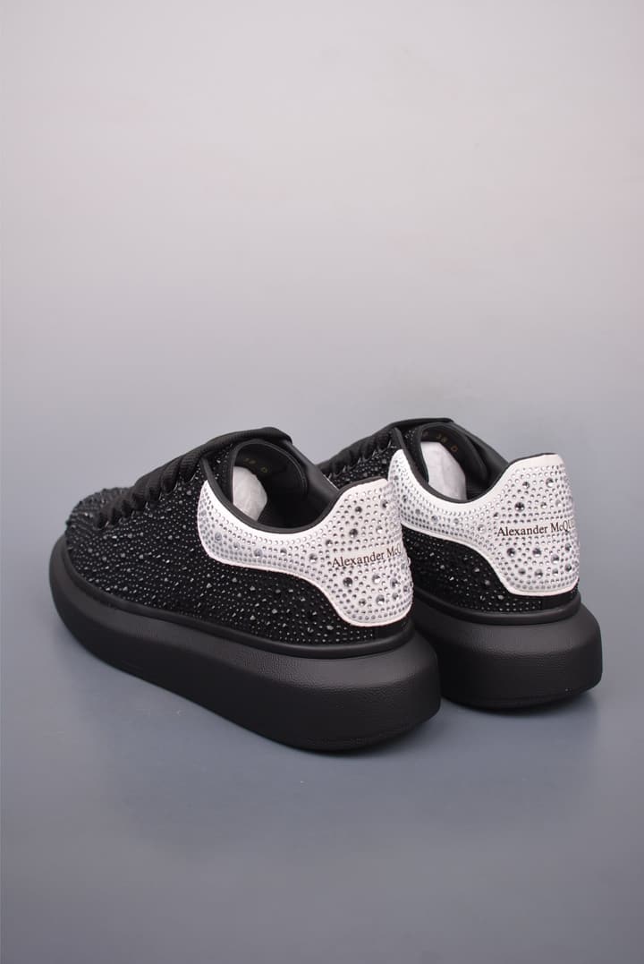 Alexander McQueen Rhinestone Sneakers in All Black Embossed