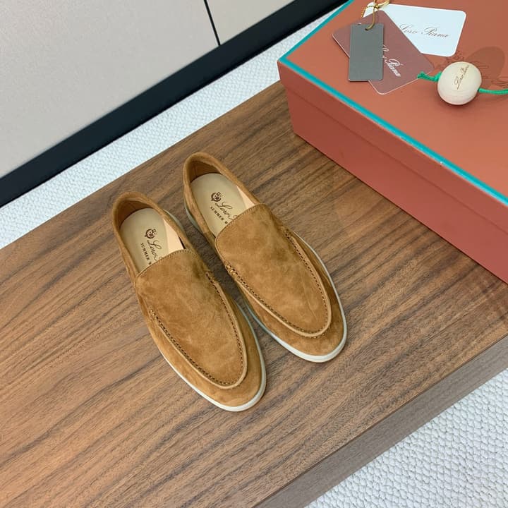 Loro Piana Glossy Cashmere Loafers in Blush Pink Suede