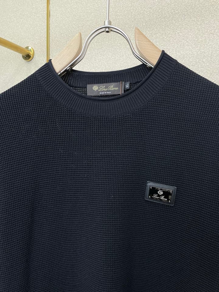 Loro Piana Men's Casual Short-Sleeve Polo Shirt in Black Textured