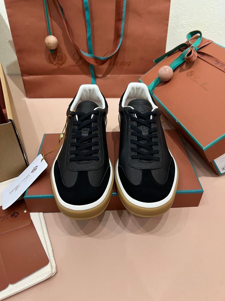 Loro Piana LP Tennis Walk Unisex Sneakers in Black Leather
