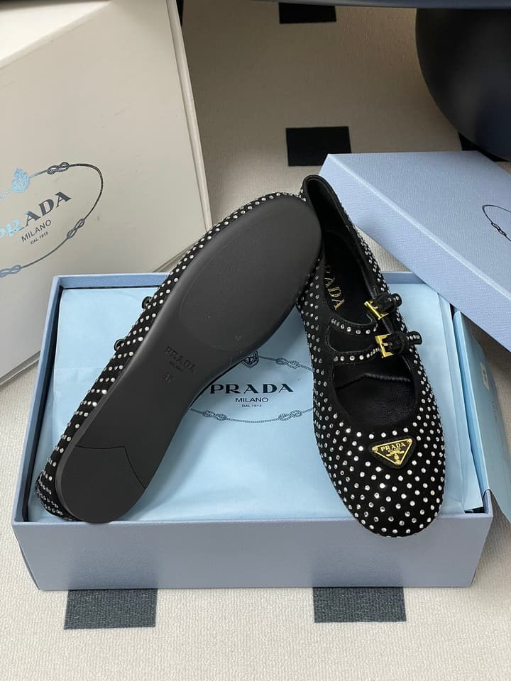 Prada Rhinestone Mary Jane Ballet Flats – 25SS Collection