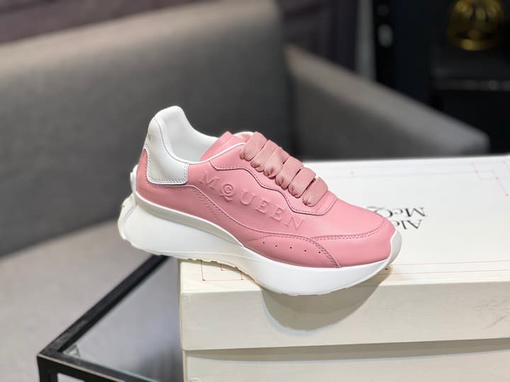 Alexander McQueen White Silk Leather Platform Sneakers in Black