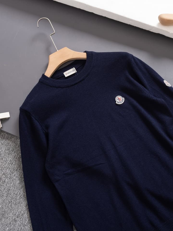 Moncler Round Neck Knit Sweater – 2024 Collection in Black