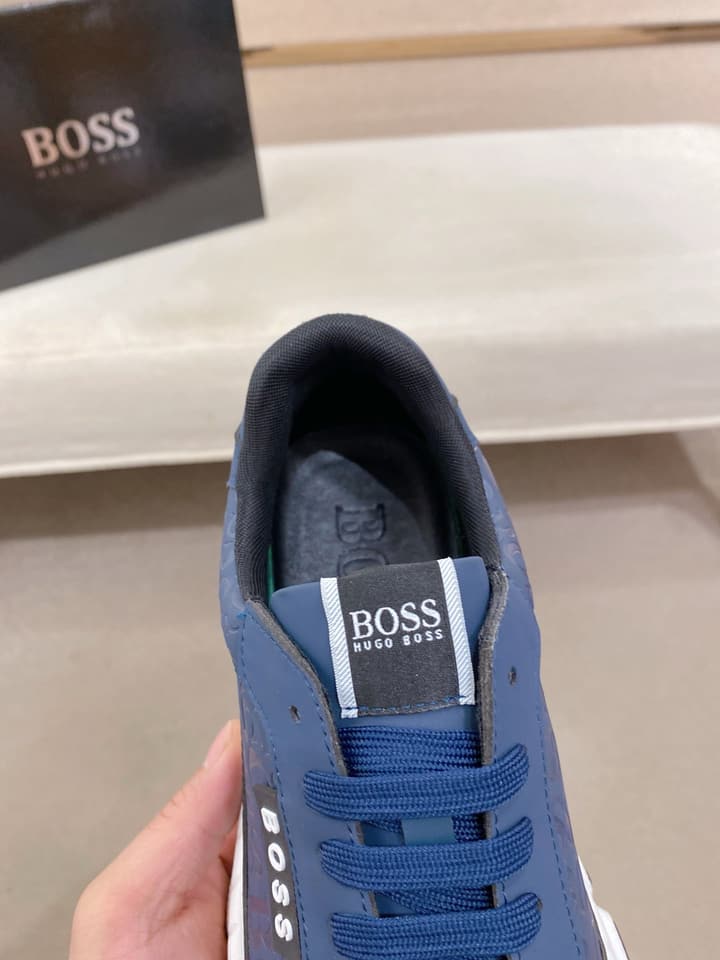 Boss Men's Casual Leather Sneakers in Blue